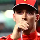 JEDDAH, SAUDI ARABIA - MARCH 26: Second placed qualifier Charles Leclerc of Monaco and Ferrari takes a drink in parc ferme during qualifying ahead of the F1 Grand Prix of Saudi Arabia at the Jeddah Corniche Circuit on March 26, 2022 in Jeddah, Saudi Arabia. (Photo by Mark Thompson/Getty Images)