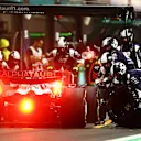JEDDAH, SAUDI ARABIA - MARCH 27: Pierre Gasly of France driving the (10) Scuderia AlphaTauri AT03 makes a pitstop during the F1 Grand Prix of Saudi Arabia at the Jeddah Corniche Circuit on March 27, 2022 in Jeddah, Saudi Arabia. (Photo by Mark Thompson/Getty Images)