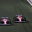 JEDDAH, SAUDI ARABIA - MARCH 27: Fernando Alonso of Spain driving the (14) Alpine F1 A522 Renault leads Esteban Ocon of France driving the (31) Alpine F1 A522 Renault during the F1 Grand Prix of Saudi Arabia at the Jeddah Corniche Circuit on March 27, 2022 in Jeddah, Saudi Arabia. (Photo by Lars Baron/Getty Images)