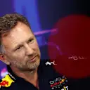 SINGAPORE, SINGAPORE - OCTOBER 01: Red Bull Racing Team Principal Christian Horner talks in the team principal's press conference before final practice ahead of the F1 Grand Prix of Singapore at Marina Bay Street Circuit on October 01, 2022 in Singapore, Singapore. (Photo by Clive Rose/Getty Images,)