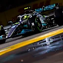 SINGAPORE, SINGAPORE - OCTOBER 01: Lewis Hamilton of Great Britain driving the (44) Mercedes AMG Petronas F1 Team W13 on track during final practice ahead of the F1 Grand Prix of Singapore at Marina Bay Street Circuit on October 01, 2022 in Singapore, Singapore. (Photo by Mark Thompson/Getty Images,)