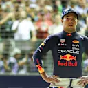 SINGAPORE, SINGAPORE - OCTOBER 01: Second placed qualifier Sergio Perez of Mexico and Oracle Red Bull Racing looks on in parc ferme during qualifying ahead of the F1 Grand Prix of Singapore at Marina Bay Street Circuit on October 01, 2022 in Singapore, Singapore. (Photo by Dan Istitene - Formula 1/Formula 1 via Getty Images)