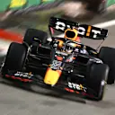 SINGAPORE, SINGAPORE - OCTOBER 02: Max Verstappen of the Netherlands driving the (1) Oracle Red Bull Racing RB18 on track during the F1 Grand Prix of Singapore at Marina Bay Street Circuit on October 02, 2022 in Singapore, Singapore. (Photo by Clive Mason/Getty Images,)