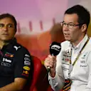 BARCELONA, SPAIN - MAY 21: Mike Elliott, Technical Director of Mercedes, talks in the Team Principals Press Conference prior to practice ahead of the F1 Grand Prix of Spain at Circuit de Barcelona-Catalunya on May 21, 2022 in Barcelona, Spain. (Photo by Clive Mason/Getty Images)