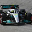 BARCELONA, SPAIN - MAY 21: Lewis Hamilton of Great Britain driving the (44) Mercedes AMG Petronas F1 Team W13 on track during qualifying ahead of the F1 Grand Prix of Spain at Circuit de Barcelona-Catalunya on May 21, 2022 in Barcelona, Spain. (Photo by Alex Pantling - Formula 1/Formula 1 via Getty Images)