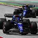 BARCELONA, SPAIN - MAY 22: Alexander Albon of Thailand driving the (23) Williams FW44 Mercedes leads Nicholas Latifi of Canada driving the (6) Williams FW44 Mercedes during the F1 Grand Prix of Spain at Circuit de Barcelona-Catalunya on May 22, 2022 in Barcelona, Spain. (Photo by Clive Mason/Getty Images)
