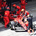 BARCELONA, SPAIN - MAY 22: Charles Leclerc of Monaco driving the (16) Ferrari F1-75 retires from the race during the F1 Grand Prix of Spain at Circuit de Barcelona-Catalunya on May 22, 2022 in Barcelona, Spain. (Photo by Dan Istitene - Formula 1/Formula 1 via Getty Images)