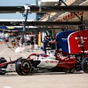 AUSTIN, TEXAS - OCTOBER 21: Zhou Guanyu of China driving the (24) Alfa Romeo F1 C42 Ferrari in the Pitlane during practice ahead of the F1 Grand Prix of USA at Circuit of The Americas on October 21, 2022 in Austin, Texas. (Photo by Chris Graythen/Getty Images)