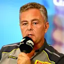 AUSTIN, TEXAS - OCTOBER 22: Director of Pirelli F1 Mario Isola attends the Team Principals Press Conference prior tog final practice ahead of the F1 Grand Prix of USA at Circuit of The Americas on October 22, 2022 in Austin, Texas. (Photo by Clive Mason/Getty Images)