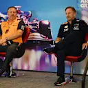 AUSTIN, TEXAS - OCTOBER 22: Red Bull Racing Team Principal Christian Horner and McLaren Chief Executive Officer Zak Brown attend the Team Principals Press Conference prior to final practice ahead of the F1 Grand Prix of USA at Circuit of The Americas on October 22, 2022 in Austin, Texas. (Photo by Clive Mason/Getty Images)