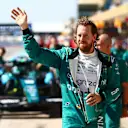 AUSTIN, TEXAS - OCTOBER 22: Sebastian Vettel of Germany and Aston Martin F1 Team waves to the crowd from the pitlane during final practice ahead of the F1 Grand Prix of USA at Circuit of The Americas on October 22, 2022 in Austin, Texas. (Photo by Dan Istitene - Formula 1/Formula 1 via Getty Images)
