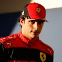 AUSTIN, TEXAS - OCTOBER 22: Pole position qualifier Carlos Sainz of Spain and Ferrari looks on in parc ferme during qualifying ahead of the F1 Grand Prix of USA at Circuit of The Americas on October 22, 2022 in Austin, Texas. (Photo by Jared C. Tilton/Getty Images)