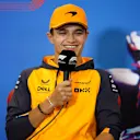 AUSTIN, TEXAS - OCTOBER 20: Lando Norris of Great Britain and McLaren attends the Drivers Press Conference during previews ahead of the F1 Grand Prix of USA at Circuit of The Americas on October 20, 2022 in Austin, Texas. (Photo by Jared C. Tilton/Getty Images)