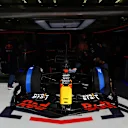 BAHRAIN, BAHRAIN - MARCH 03: A view of Max Verstappen of the Netherlands and Oracle Red Bull Racing in the garage during practice ahead of the F1 Grand Prix of Bahrain at Bahrain International Circuit on March 03, 2023 in Bahrain, Bahrain. (Photo by Mark Thompson/Getty Images)