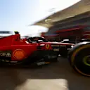 BAHRAIN, BAHRAIN - MARCH 03: Carlos Sainz of Spain driving (55) the Ferrari SF-23 leaves the garage during practice ahead of the F1 Grand Prix of Bahrain at Bahrain International Circuit on March 03, 2023 in Bahrain, Bahrain. (Photo by Mark Thompson/Getty Images)