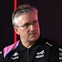 BAHRAIN, BAHRAIN - MARCH 03: Pat Fry, Chief Technical Officer of Alpine F1 attends the Team Principals Press Conference during practice ahead of the F1 Grand Prix of Bahrain at Bahrain International Circuit on March 03, 2023 in Bahrain, Bahrain. (Photo by Lars Baron/Getty Images)