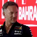 BAHRAIN, BAHRAIN - MARCH 03: Red Bull Racing Team Principal Christian Horner attends the Team Principals Press Conference during practice ahead of the F1 Grand Prix of Bahrain at Bahrain International Circuit on March 03, 2023 in Bahrain, Bahrain. (Photo by Lars Baron/Getty Images)