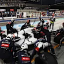 BAHRAIN, BAHRAIN - MARCH 05: Yuki Tsunoda of Japan driving the (22) Scuderia AlphaTauri AT04 makes a pitstop during the F1 Grand Prix of Bahrain at Bahrain International Circuit on March 05, 2023 in Bahrain, Bahrain. (Photo by Peter Fox/Getty Images)