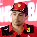 BAHRAIN, BAHRAIN - MARCH 02: Charles Leclerc of Monaco and Ferrari attends the Drivers Press Conference during previews ahead of the F1 Grand Prix of Bahrain at Bahrain International Circuit on March 02, 2023 in Bahrain, Bahrain. (Photo by Lars Baron/Getty Images)