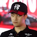 BAHRAIN, BAHRAIN - MARCH 02: Zhou Guanyu of China and Alfa Romeo F1 attends the Drivers Press Conference during previews ahead of the F1 Grand Prix of Bahrain at Bahrain International Circuit on March 02, 2023 in Bahrain, Bahrain. (Photo by Lars Baron/Getty Images)