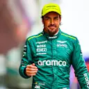 SHANGHAI, CHINA - APRIL 20: Fernando Alonso of Spain and Aston Martin F1 Team walks in parc ferme after qualifying ahead of the F1 Grand Prix of China at Shanghai International Circuit on April 20, 2024 in Shanghai, China. (Photo by Kym Illman/Getty Images)