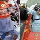 Niki Lauda (left) in 1974 and John Surtees (right) in 1966 were among the Ferrari drivers to wear blue on their racing suits
