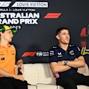 MELBOURNE, AUSTRALIA - MARCH 13: Oscar Piastri of Australia and McLaren and Jack Doohan of Australia and Alpine F1 in the Press Conference during previews ahead of the F1 Grand Prix of Australia at Albert Park Grand Prix Circuit on March 13, 2025 in Melbourne, Australia. (Photo by Sam Bagnall/Sutton Images)