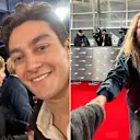 F1 Unlocked fan Dan got his chance to take a snap with George Russell (left) while David got to shake hands with singer Sam Ryder