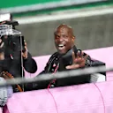 Terry Crews acted as chauffeur in a Lego pink Cadillac for the podium-finishing drivers