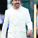 NORTHAMPTON, ENGLAND - JULY 03: Fernando Alonso of Spain and Aston Martin F1 Team arrives in the