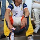 VALENCIA, SPAIN - AUGUST 21:  Fernando Alonso of Spain and Renault relaxes during previews to the