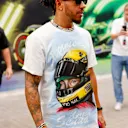 Lewis Hamilton repping an Ayrton Senna-inspired outfit at the Sao Paulo Grand Prix in 2024