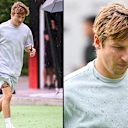 Liam Lawson keeps it casual in a muted grey set