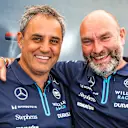 Barker and Montoya enjoyed a special reunion last year as the Colombian got back behind the wheel of an F1 car © Williams Heritage