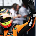 BARCELONA, SPAIN - MAY 31: Pole position qualifier Oscar Piastri of Australia and McLaren celebrates in parc ferme during qualifying ahead of the F1 Grand Prix of Spain at Circuit de Barcelona-Catalunya on May 31, 2025 in Barcelona, Spain. (Photo by Sam Bloxham/LAT Images)