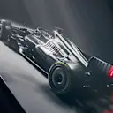 Rear three-quarter view of Cadillac Formula 1 test livery.