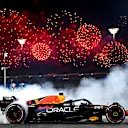 ABU DHABI, UNITED ARAB EMIRATES - NOVEMBER 26: Race winner Max Verstappen of the Netherlands driving the (1) Oracle Red Bull Racing RB19 performs donuts on track during the F1 Grand Prix of Abu Dhabi at Yas Marina Circuit on November 26, 2023 in Abu Dhabi, United Arab Emirates. (Photo by Clive Mason - Formula 1/Formula 1 via Getty Images)