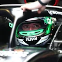 ABU DHABI, UNITED ARAB EMIRATES - NOVEMBER 24: Frederik Vesti of Denmark and Mercedes  prepares to drive in the garage during practice ahead of the F1 Grand Prix of Abu Dhabi at Yas Marina Circuit on November 24, 2023 in Abu Dhabi, United Arab Emirates. (Photo by Clive Rose/Getty Images)