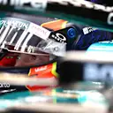 ABU DHABI, UNITED ARAB EMIRATES - NOVEMBER 24: Felipe Drugovich of Brazil and Aston Martin F1 Team prepares to drive in the garage during practice ahead of the F1 Grand Prix of Abu Dhabi at Yas Marina Circuit on November 24, 2023 in Abu Dhabi, United Arab Emirates. (Photo by Clive Rose/Getty Images)