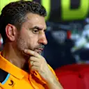 ABU DHABI, UNITED ARAB EMIRATES - NOVEMBER 24: McLaren Team Principal Andrea Stella attends the Team Principals Press Conference during practice ahead of the F1 Grand Prix of Abu Dhabi at Yas Marina Circuit on November 24, 2023 in Abu Dhabi, United Arab Emirates. (Photo by Dan Istitene/Getty Images)