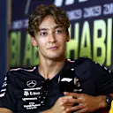 ABU DHABI, UNITED ARAB EMIRATES - NOVEMBER 23: George Russell of Great Britain and Mercedes attends the Drivers Press Conference during previews ahead of the F1 Grand Prix of Abu Dhabi at Yas Marina Circuit on November 23, 2023 in Abu Dhabi, United Arab Emirates. (Photo by Clive Rose/Getty Images)
