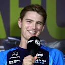 ABU DHABI, UNITED ARAB EMIRATES - NOVEMBER 23: Logan Sargeant of United States and Williams attends the Drivers Press Conference during previews ahead of the F1 Grand Prix of Abu Dhabi at Yas Marina Circuit on November 23, 2023 in Abu Dhabi, United Arab Emirates. (Photo by Clive Rose/Getty Images)
