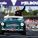 MELBOURNE, AUSTRALIA - APRIL 02: Kevin Magnussen of Denmark and Haas F1 looks on from the drivers parade prior to the F1 Grand Prix of Australia at Albert Park Grand Prix Circuit on April 02, 2023 in Melbourne, Australia. (Photo by Mark Thompson/Getty Images)