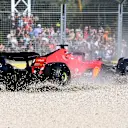 MELBOURNE, AUSTRALIA - APRIL 02: Charles Leclerc of Monaco driving the (16) Ferrari SF-23 gets stuck in a gravel trap during the F1 Grand Prix of Australia at Albert Park Grand Prix Circuit on April 02, 2023 in Melbourne, Australia. (Photo by Quinn Rooney/Getty Images)