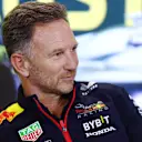MELBOURNE, AUSTRALIA - MARCH 31: Red Bull Racing Team Principal Christian Horner looks on in the Team Principals Press Conference during practice ahead of the F1 Grand Prix of Australia at Albert Park Grand Prix Circuit on March 31, 2023 in Melbourne, Australia. (Photo by Dan Istitene/Getty Images)