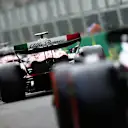 MELBOURNE, AUSTRALIA - APRIL 01: Zhou Guanyu of China driving the (24) Alfa Romeo F1 C43 Ferrari in the Pitlane during qualifying ahead of the F1 Grand Prix of Australia at Albert Park Grand Prix Circuit on April 01, 2023 in Melbourne, Australia. (Photo by Mark Thompson/Getty Images)
