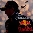 BAKU, AZERBAIJAN - APRIL 30: Race winner Sergio Perez of Mexico and Oracle Red Bull Racing celebrates on the podium during the F1 Grand Prix of Azerbaijan at Baku City Circuit on April 30, 2023 in Baku, Azerbaijan. (Photo by Mario Renzi - Formula 1/Formula 1 via Getty Images)