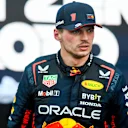 BAKU, AZERBAIJAN - APRIL 30: Second placed Max Verstappen of the Netherlands and Oracle Red Bull Racing looks on in parc ferme during the F1 Grand Prix of Azerbaijan at Baku City Circuit on April 30, 2023 in Baku, Azerbaijan. (Photo by Rudy Carezzevoli/Getty Images)