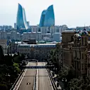 The flame towers rise over the Baku City Circuit, a modern twist to Baku's backdrop and the high-speed straights.