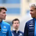 BAKU, AZERBAIJAN - APRIL 28: Alexander Albon of Thailand and Williams and Logan Sargeant of United States and Williams walk in the Paddock prior to practice ahead of the F1 Grand Prix of Azerbaijan at Baku City Circuit on April 28, 2023 in Baku, Azerbaijan. (Photo by Dan Mullan - Formula 1/Formula 1 via Getty Images)